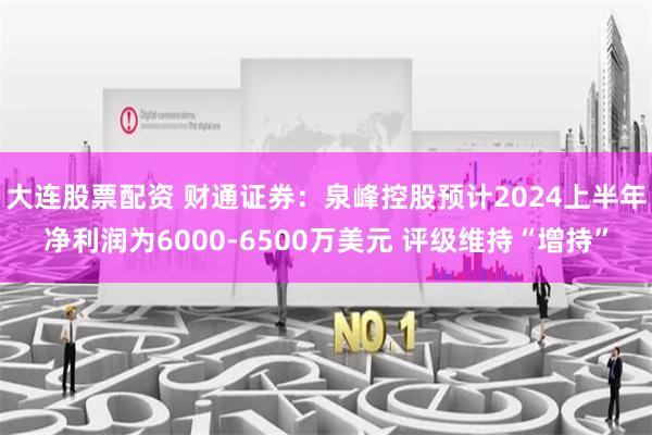大连股票配资 财通证券：泉峰控股预计2024上半年净利润为6000-6500万美元 评级维持“增持”